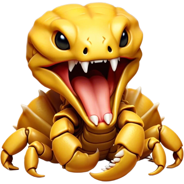 Cinematic Cute Yawning Emperor Scorpion Portrait Emoji, Head tilted slightly with a dramatic, wide-open yawn, showcasing a soft, textured exoskeleton with subtly drooping pincers and half-closed eyes in drowsy contentment, Simplified yet irresistibly adorable features, highly detailed, glowing with a soft, cozy glow, high shine, relaxed yet expressive, stylized with a dash of desert charm, soft glowing outline, capturing the essence of a sleepy yet affectionate scorpion that seems ready to stretch out for a nap! emoji