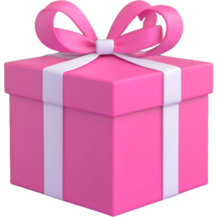 gift box, pink with white ribbon emoji