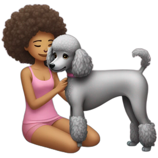 Poodle massages a girl emoji