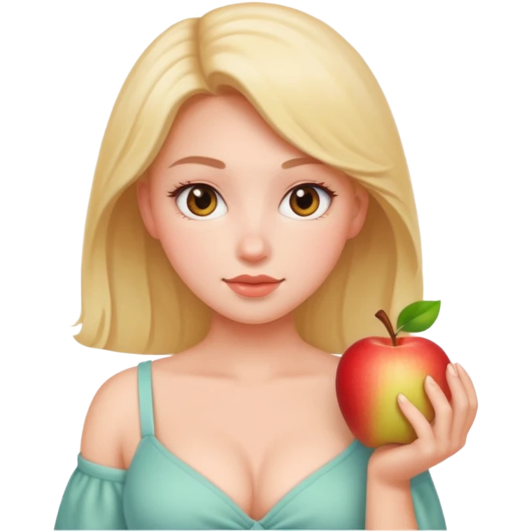 rounded cleavage, soft colors, apple emoji style emoji