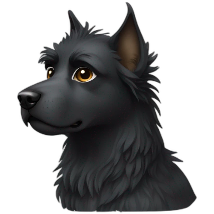 black griffon dog with really not much white hairs only under mouth and on eyebrows emoji