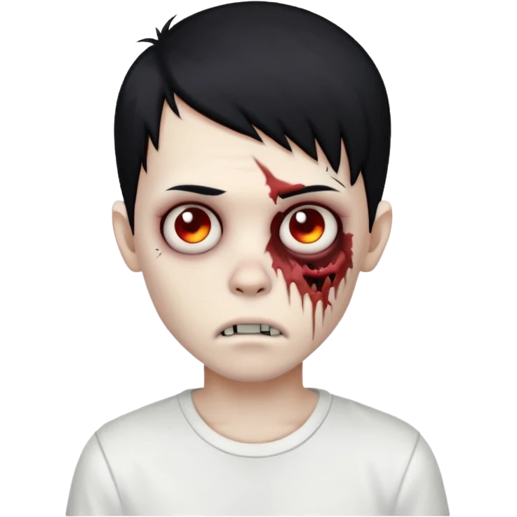 zombie boy with emo black hair and white shirt emoji