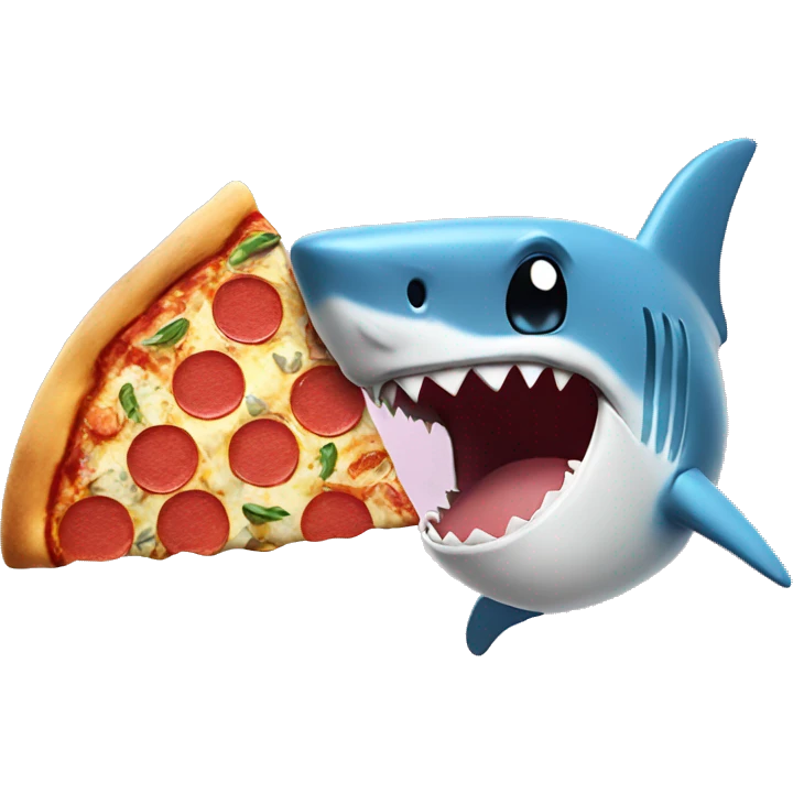 Shark shake hands with pizza emoji