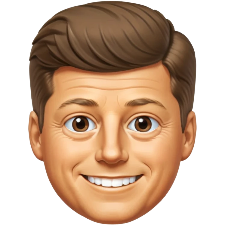 John F Kennedy, 35th president of the United States, with his iconic hairstyle and charming smile emoji