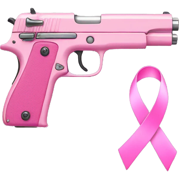 pink pistol with a pink ribbon emoji