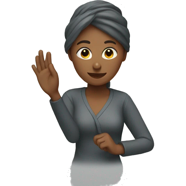 Person that is making wind with her hand emoji