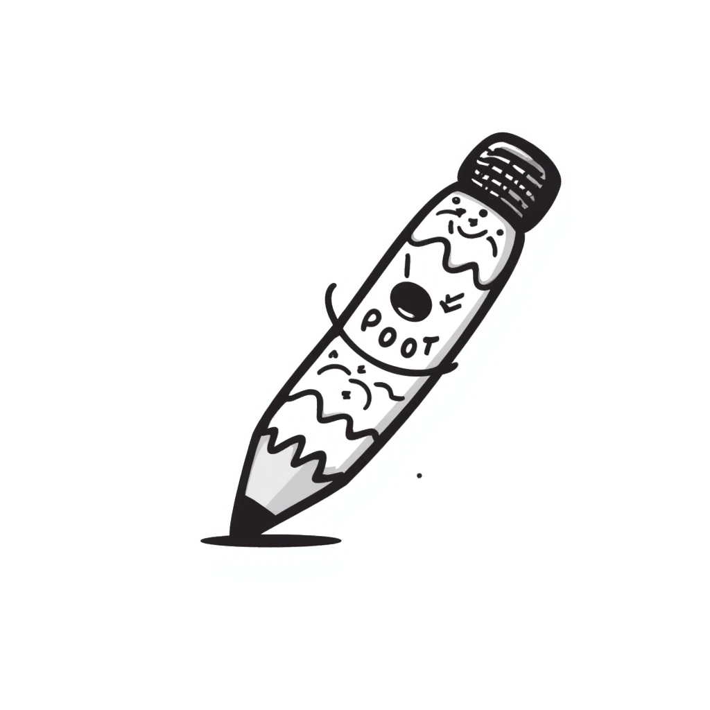 hand drawn doodle pencil with whimsical decorations emoji