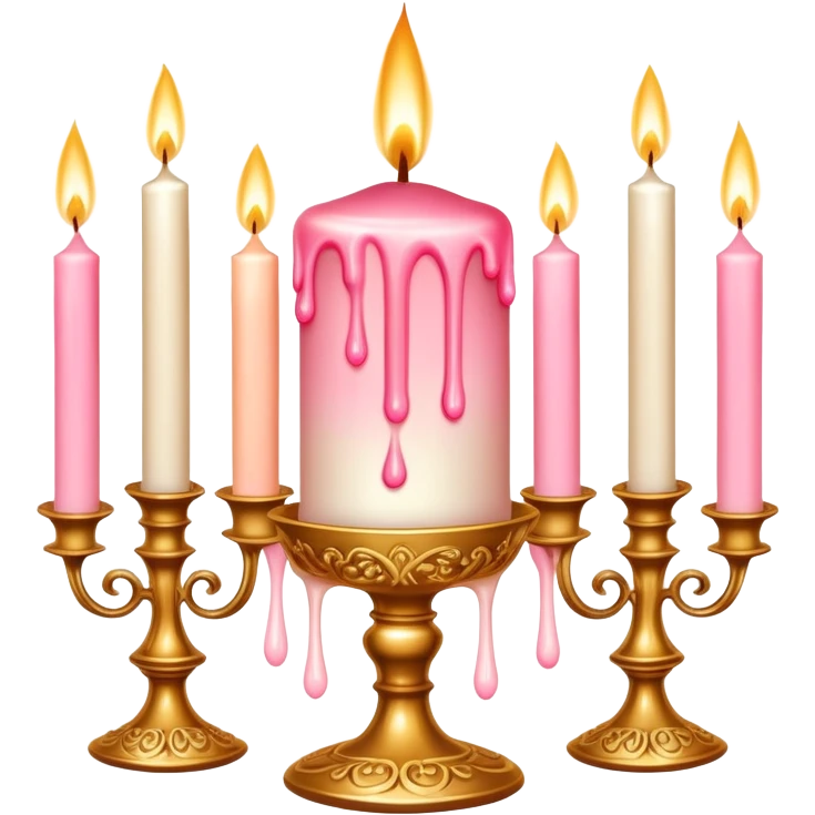 Pastel Reddish-pinkish and gold and white romantic lush sensual warm-colored vintage candles emoji