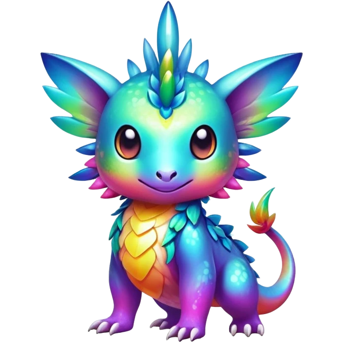 Exotic tropical shiny rare epic cute Fakémon-creature, full body, with random markings emoji
