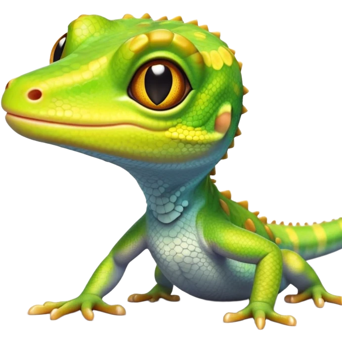 cinematic-cute-realistic gecko-portrait-emoji,-head-tilted-playfully-and-inquisitively,-featuring-a-small,-charming-body-with-smooth,-vividly-patterned-scales,-bright,-sparkling-eyes-and-delicate,-sticky-toe-pads,-simplified-yet-irresistibly-adorable emoji