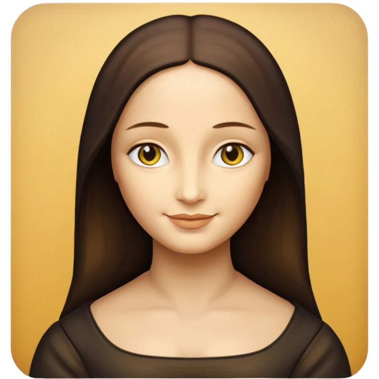 Mona Lisa, simplified, iconic, yellow face, subtle smile emoji