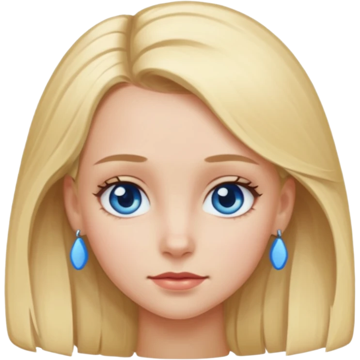 blonde girl, blue eyes with clips in hair and big forehead emoji