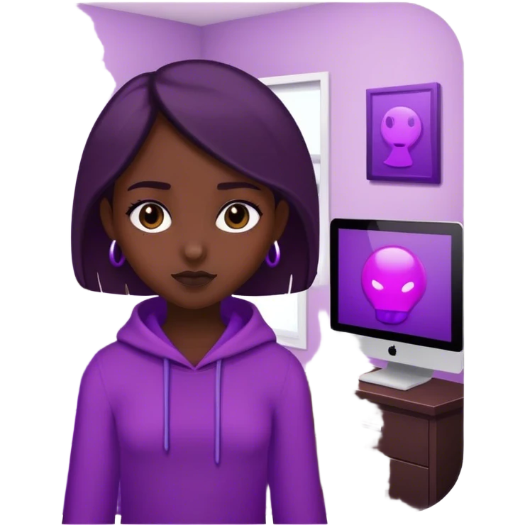 girl black terapy in room whit things purpels  emoji
