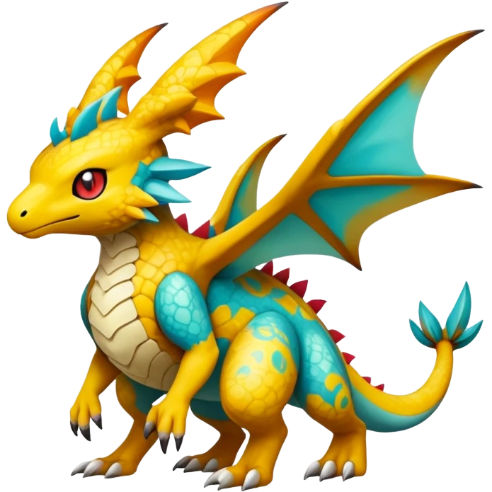 cool exotic fantasy-creature-Fakémon-Pokémon, full body, with markings emoji