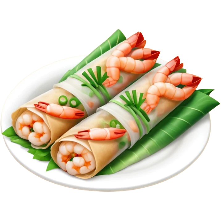 Vietnamese spring roll with a shrimp and green onion emoji