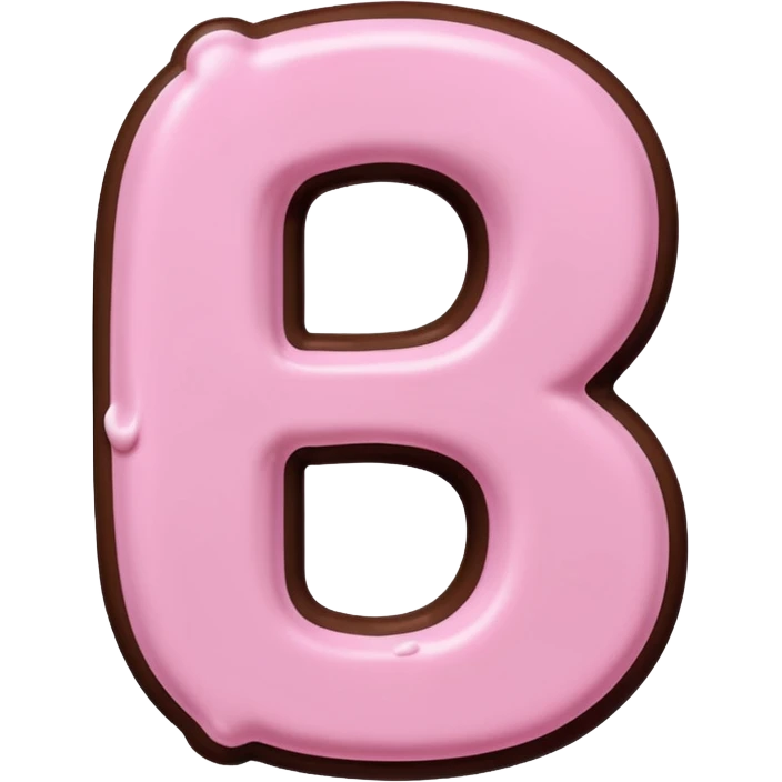 “Single pink bubble letter d, white outline, bottom dipped in chocolate with pink frosting drizzle, kawaii style, glossy, soft shading, clean outline, transparent background, Discord emoji size” emoji