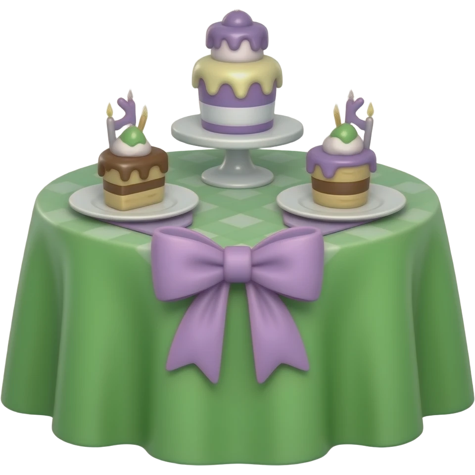 green purple Dessert table setup, transparent background inspired by barbie colour pallete emoji