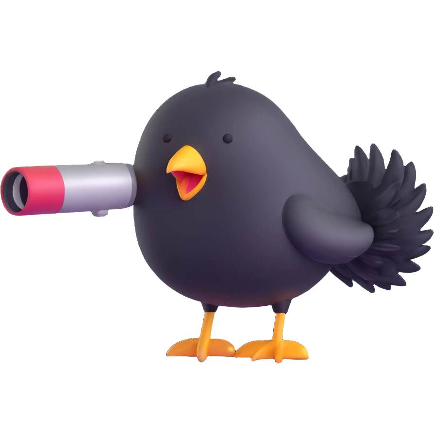 soft fluffy bird as a hair dryer, blowing gentle air, happy face, soft pink, full-body emoji