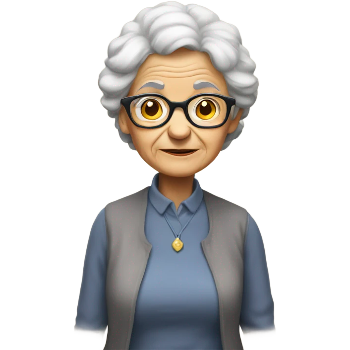 Old lady in glasses standing indoors emoji