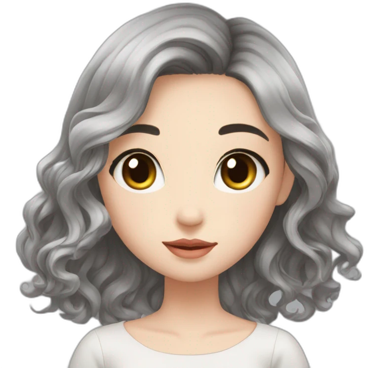 Beautiful girl,Black hair,wavy hair，long hair,Black eyes,Chinese emoji