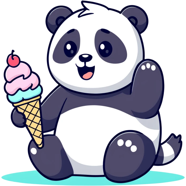 Panda eating ice cream emoji