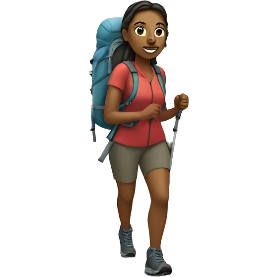 woman hiking on trail emoji