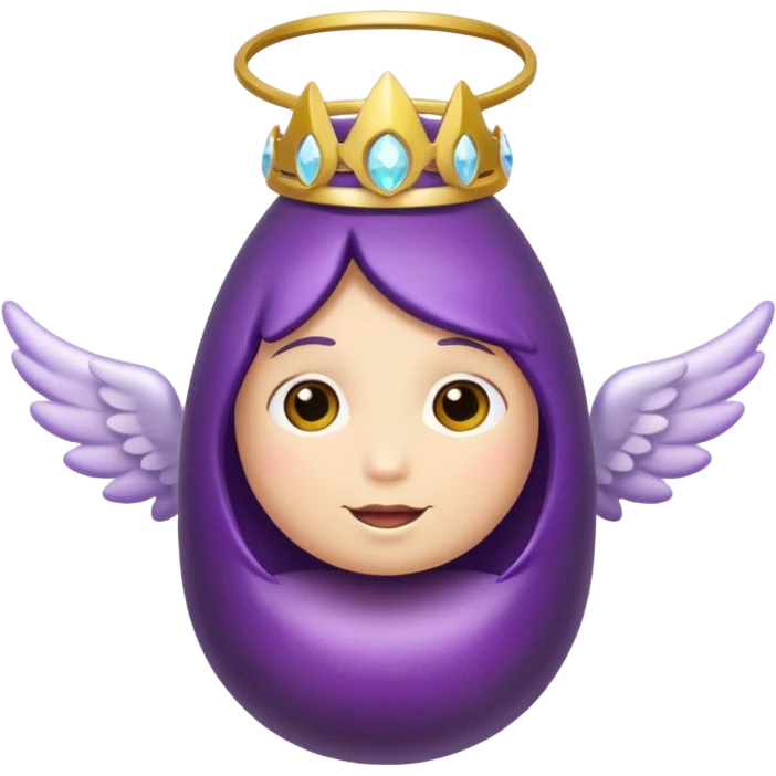 Realistic eggplant from the side wearing an angel halo emoji