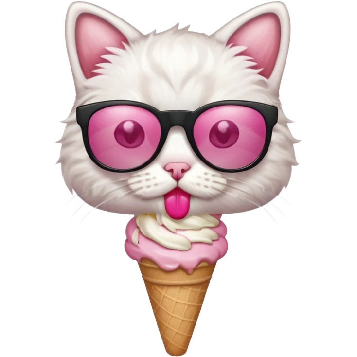 cat with pink ice cream in sunglasses emoji