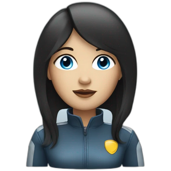 driver woman with black hairs and blue eyes emoji