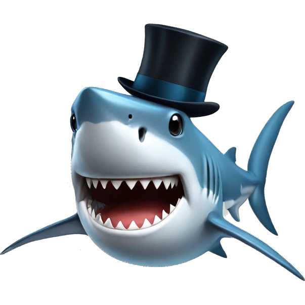 Shark with a top hat emoji