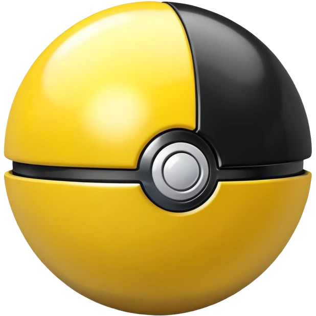 Ultra Ball from Pokemon, black and yellow top half, white bottom half emoji