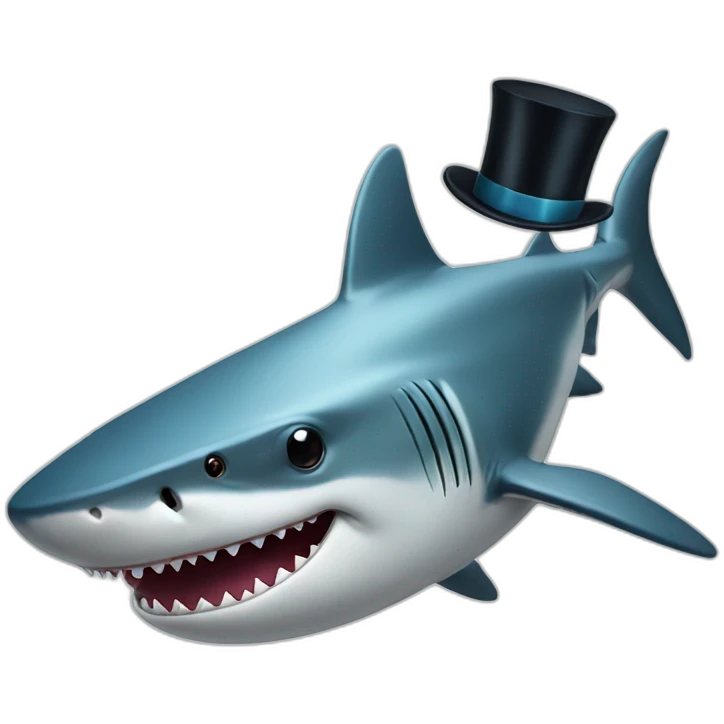 Shark with a top hat emoji