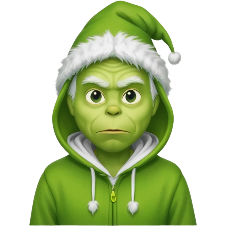 Create an avatar of white european male in hoodie with ``BST`` letters on it. make him look like grinch from movie emoji