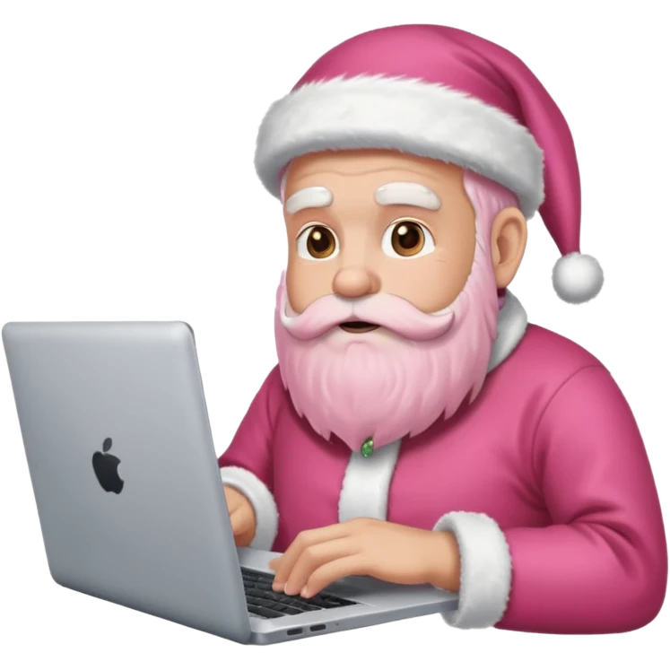santa god with laptop, pink emoji