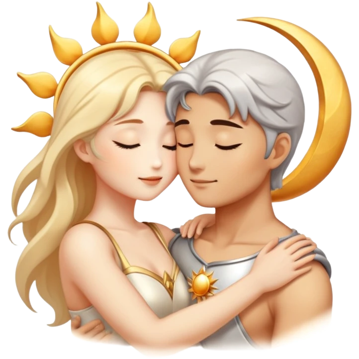 sun and moon embracing lovingly, romantic couple emoji