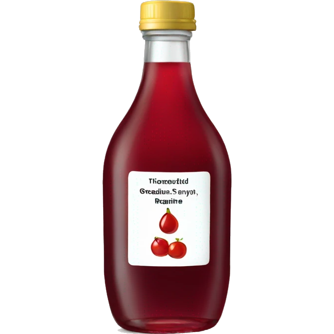 a bottle of grenadine syrup with a label without an emoji emoji