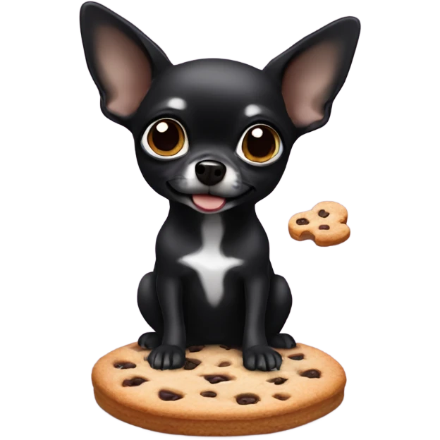 Black Chihuahua holding a cookie emoji