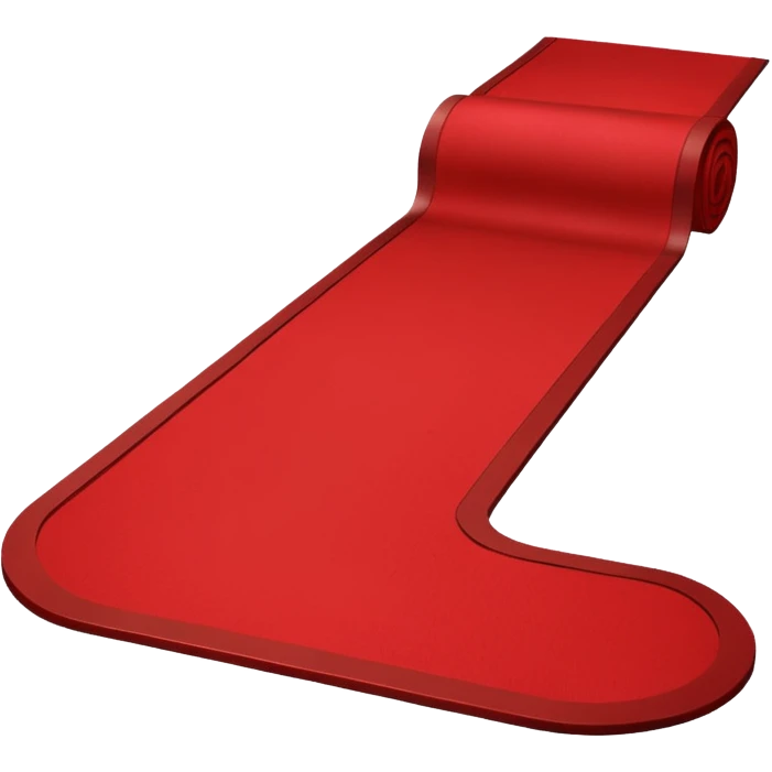 Minimalist emoji-style sticker of a blood-red carpet shaped like a thick trail or drop, flat vector design, no shadows. emoji