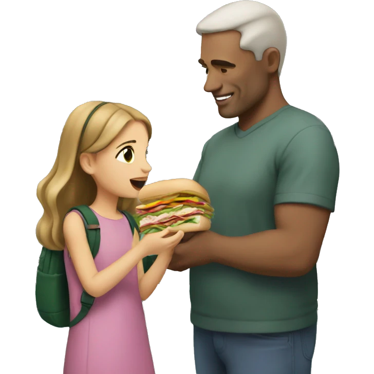 White Dad giving his daughter a subway sandwich   emoji