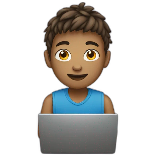 teen boy with laptop emoji
