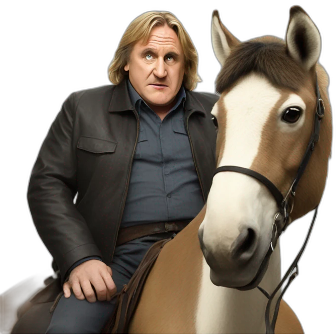 Gerard Depardieu with racoon on a horse emoji