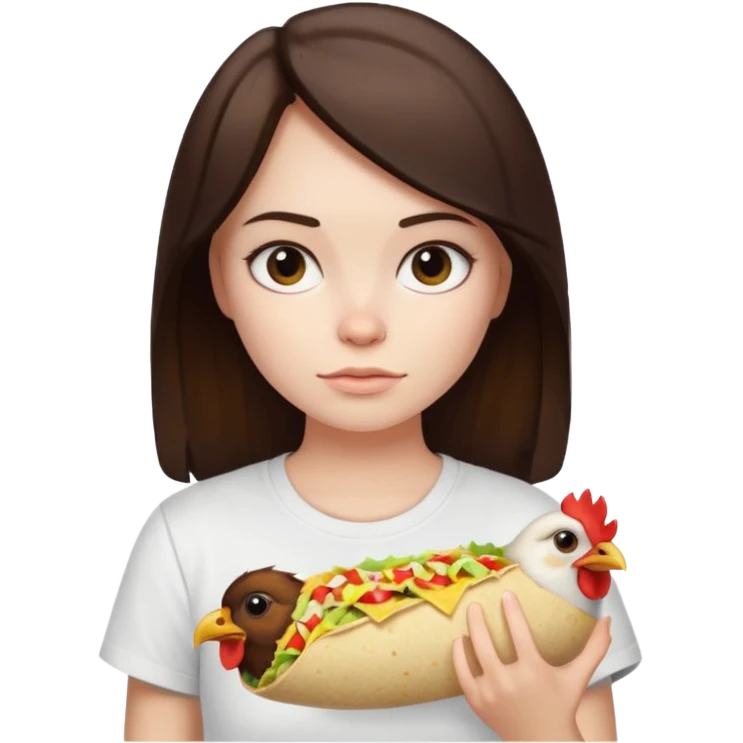 Girl with DARKBROWN  hair "resting chicken burrito face" emoji