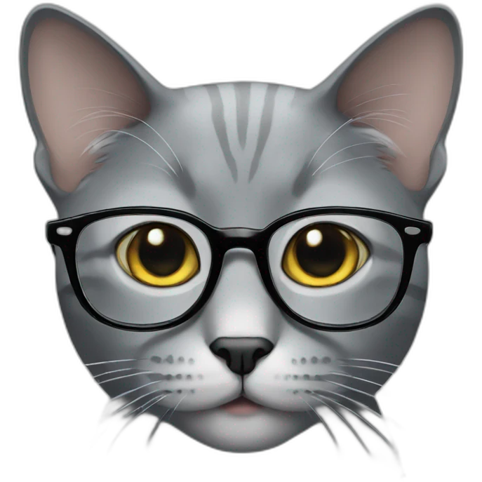 grey cat with glasses emoji