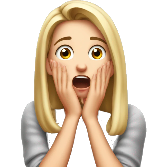 Shocked white girl meme with hand emoji