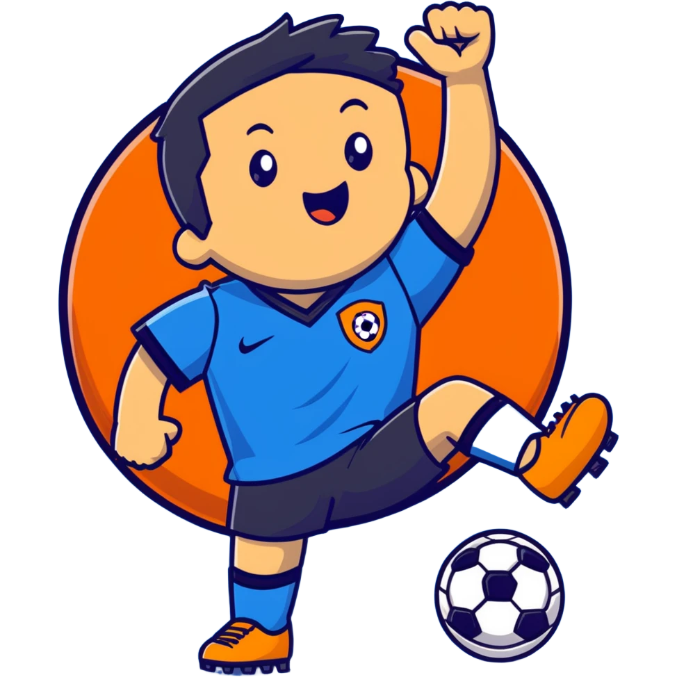 Soccer defender in blue jersey celebrating emoji