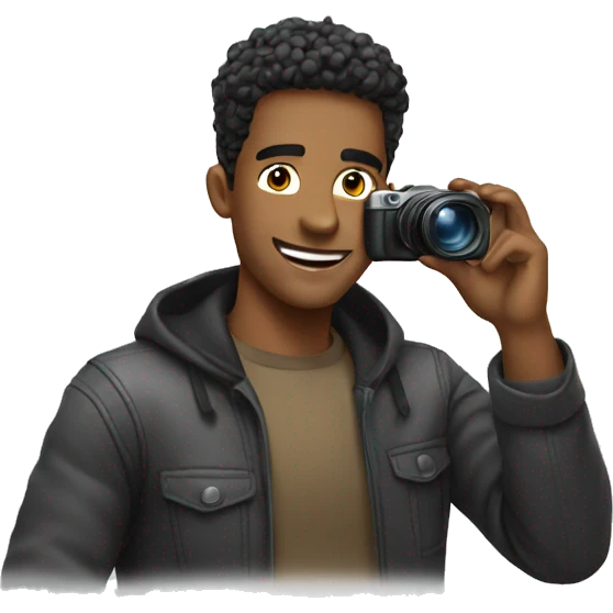 Attractive guy taking picture emoji