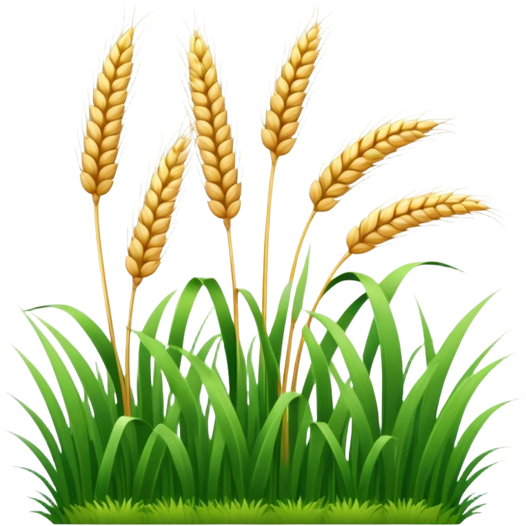 Plot of land with grass, three, wheat field emoji