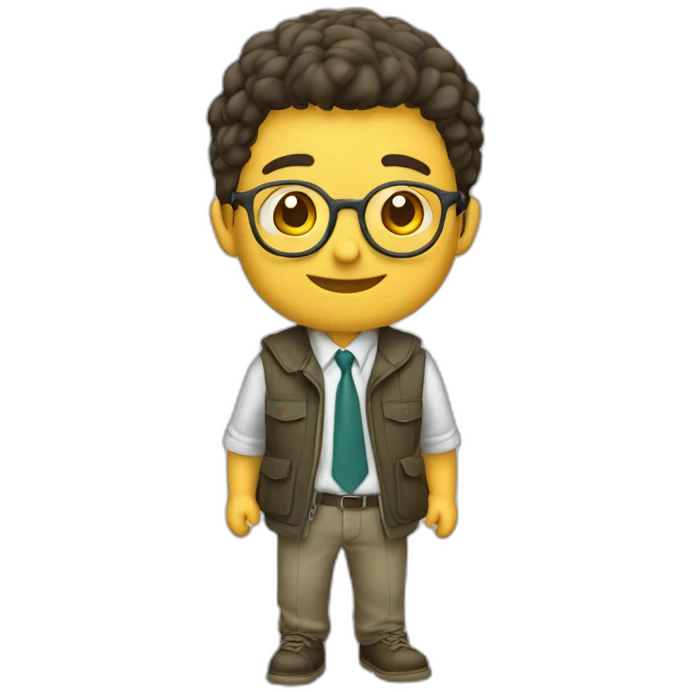 leon vestido de estudiante sacando fotocopias emoji