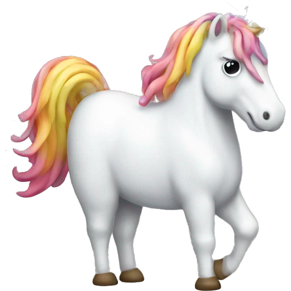 A unicorn pooping on a rainbow emoji