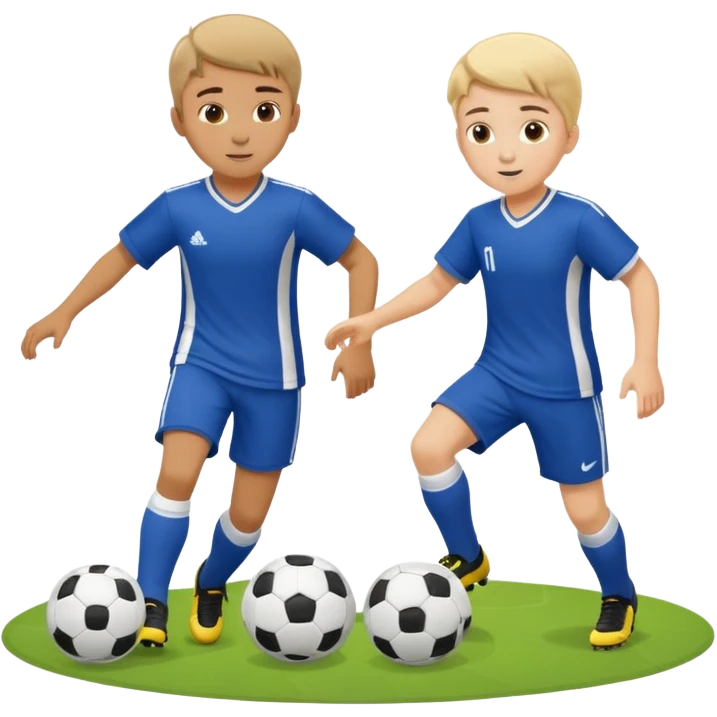 two brothers playings soccer in a park
 emoji
